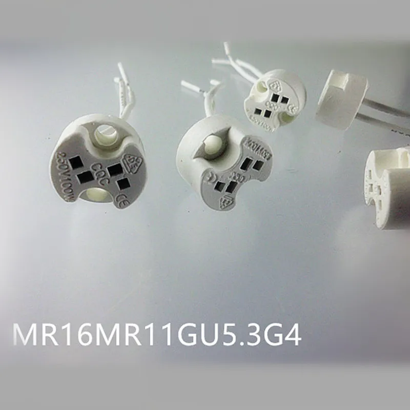 12pieces/lot  MR16 MR11 G4 GU5.3 Ceramic Miniature Bi-Pin Eared Heat Resistant Wire Connector Socket for Track Light Downlights