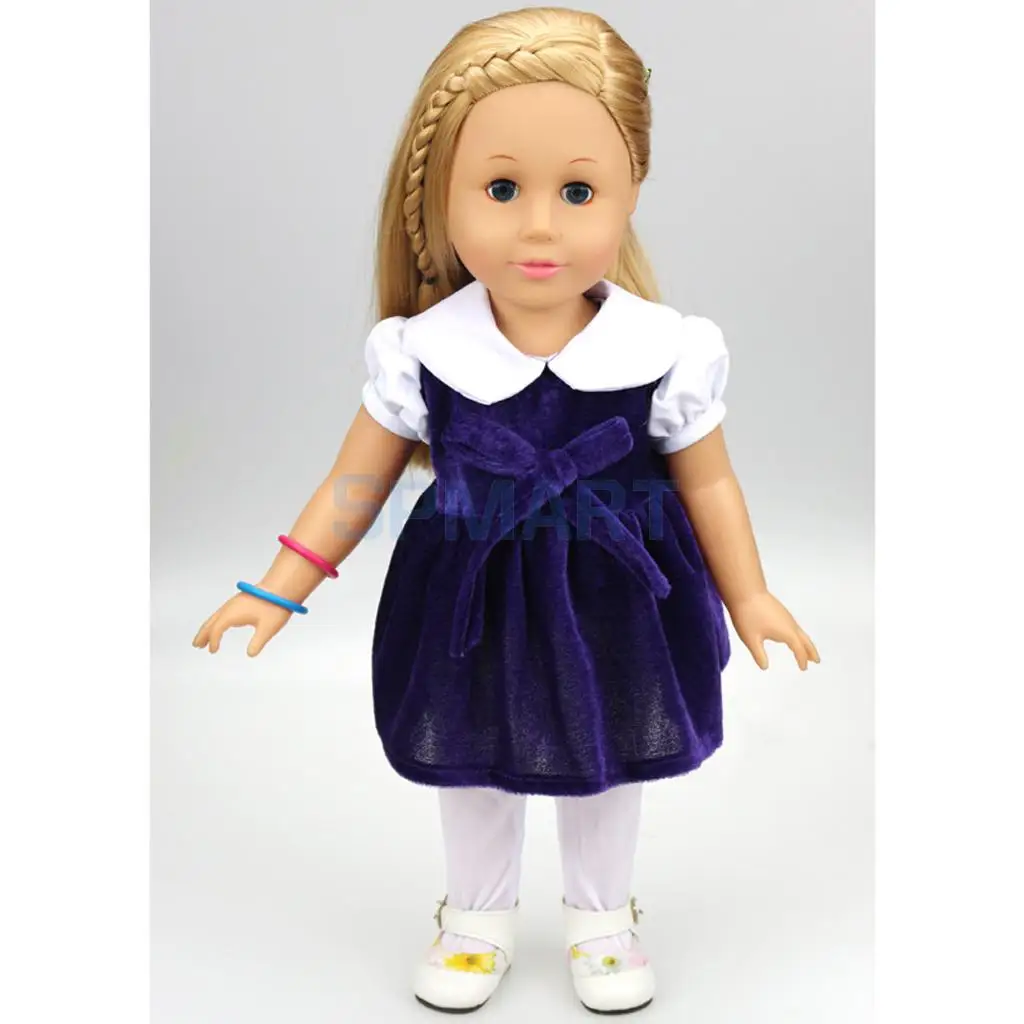 

Fashion Velvet Bow Dress with Pantyhose Stockings for Our Generation Journey My Life Gotz Dolls