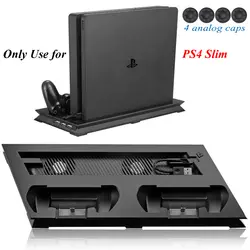 Вертикальная подставка с охлаждающим вентилятором для PS4 Slim/PS4, контроллеры зарядная станция и USB HUB для консоли контроллера Dualshock 4