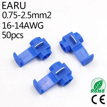 

50PCS Blue 1.5-2.5mm2 16-14 AWG Scotch Lock T Type Wire Electrical Cable Connectors Quick Splice Terminals Crimp