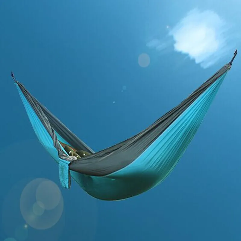 

New High quality European popular portable parachute nylon fabric outdoor camping trip double hammock 270 * 140 cm free shipping