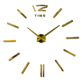 New arrival 3d home decor quartz diy wall clock clocks horloge watch living room metal fashion