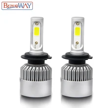 BraveWay H4 LED H7 H11 H1 9005 9006 9007 Carro LEVOU Lâmpada do Farol Feixe de Oi-Lo AutoLamp 8000LM 6500 k Luz Lâmpada Vesta S2 para Lada