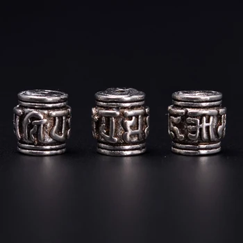 

j2773 7mm 10pcs Diy Buddha Accessories six words metal spacer beads