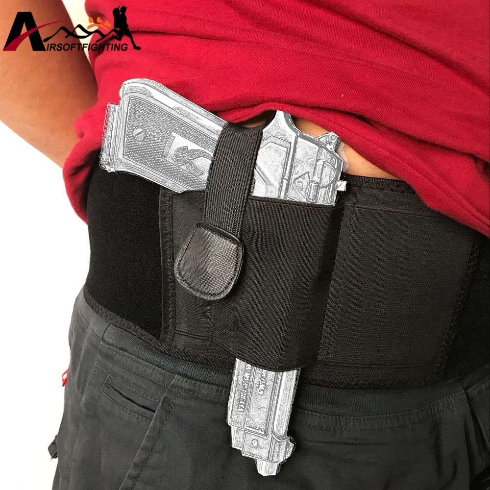 Tactical Belly Band Gun Holster Right hand Concealed Carry Invisible
