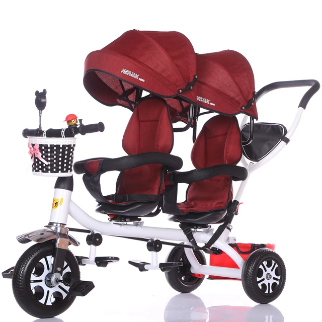 Light twin tricycle baby bike stroller two baby twin trolley 1 8 years
