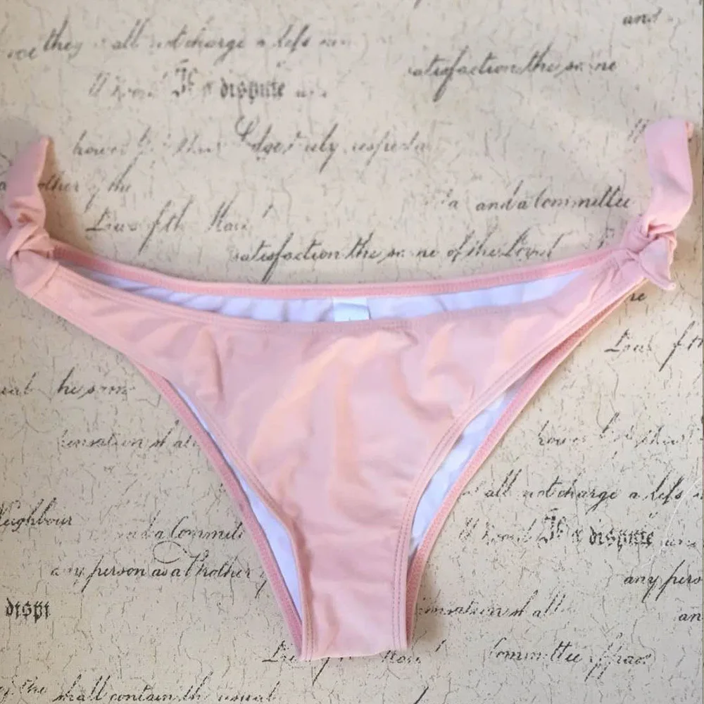 Sexy Soild Two Piece Smoked Women's Bikini Padder Push up Front Kontted Swimsuit Top With Cut Out Tie Side Tankini Size XL 3