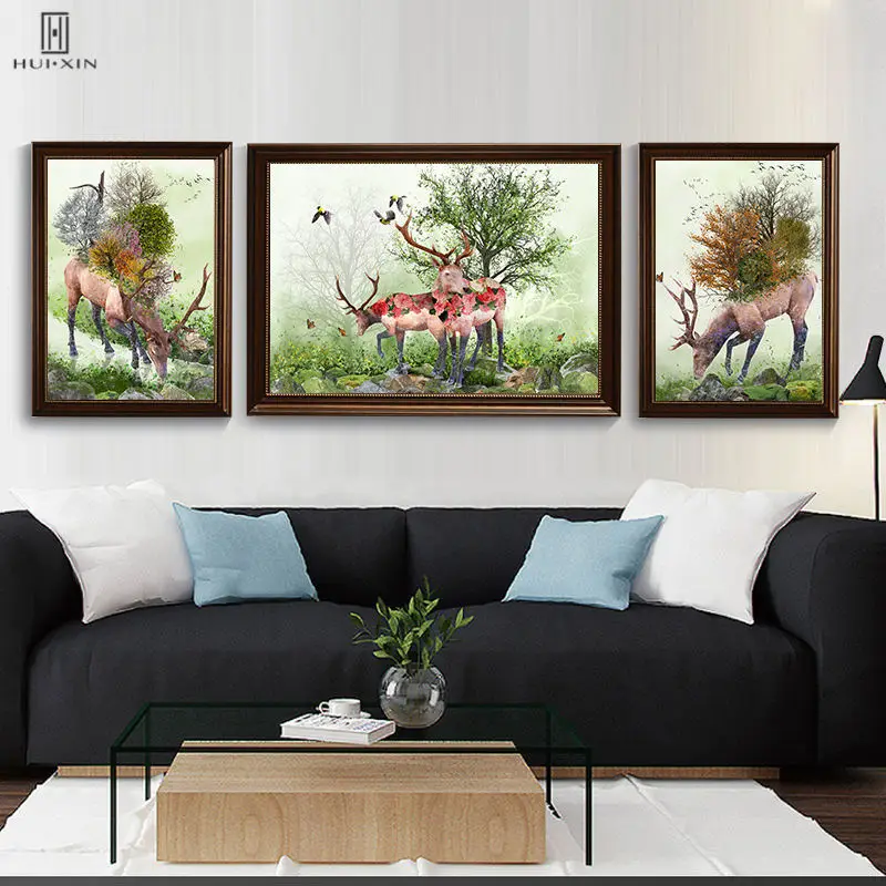 

Deer Birds Woods Grassland Charming American Decorative Canvas Posters Canvas Paintings Wall Art For Living Room Decor