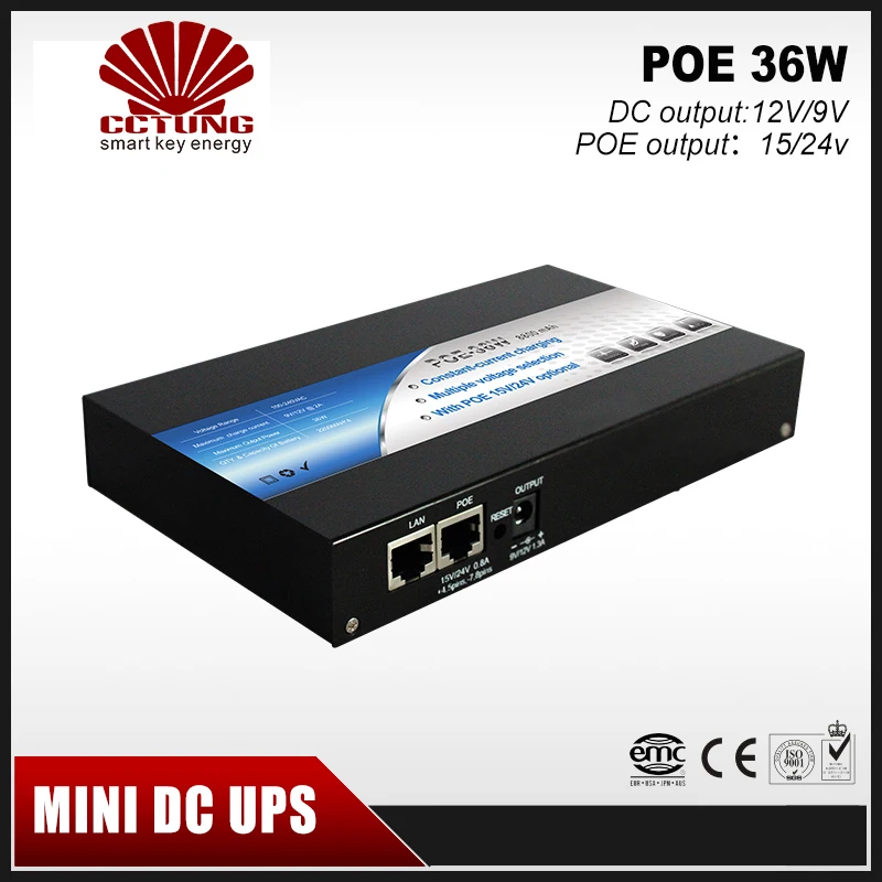 Mini Portable UPS with Max 36W 15 24VDC POE (Power Over Ethernet) and 9 12VDC Output Interface 8800