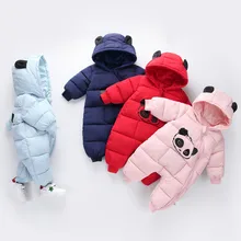 Newborn Romprs Overalls Winter Printed Cartoon Toddler Baby Boys Girls Warm Snowsuit Kids 0-24Months Snow Wear Dwq448