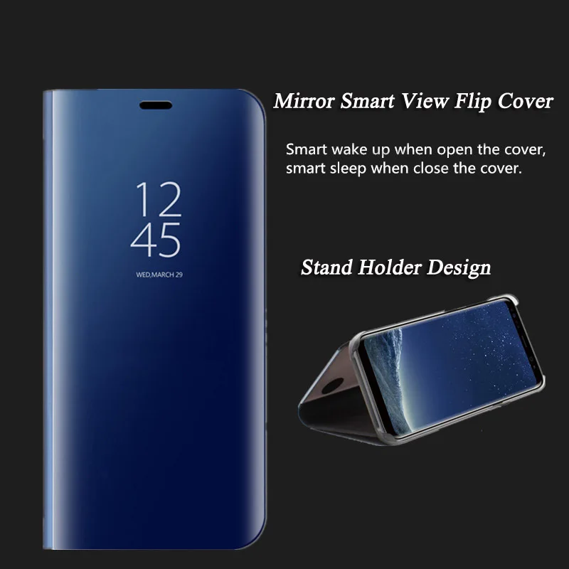 

Electroplated Mirror Smart Sleep Cover For Samsung Galaxy A8 2018 Case Shockproof Leather Flip Case for Samsung A8 Plus Cover