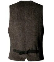 Mens Suit Vest V Neck Wool Herringbone Casual Formal Business Double-breasted Waistcoat Groomman For Wedding Green/Black/Brown 2