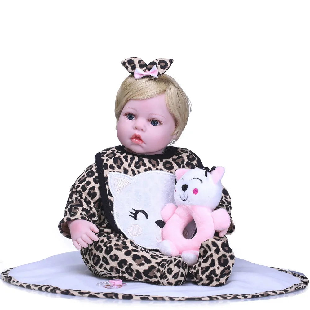 

Nicery 20-22inch 50-55cm Bebe Reborn Doll Soft Silicone Boy Girl Toy Reborn Baby Doll Gift for Children Cat Bib