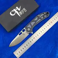 CH 3509 original Flipper folding knife D2 Blade Titanium carbon fiber handle Outdoor camping hunting pocket Knives EDC tools