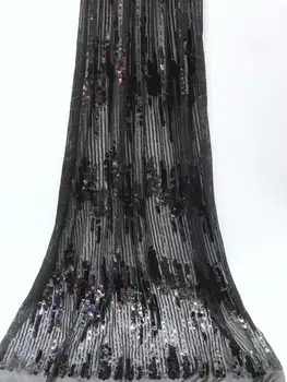 

Latest Popular Wedding Lace Fabric 3D Flowers Black Nigerian Lace Fabrics for Evening Party Dress French Tulle Lace Fabric