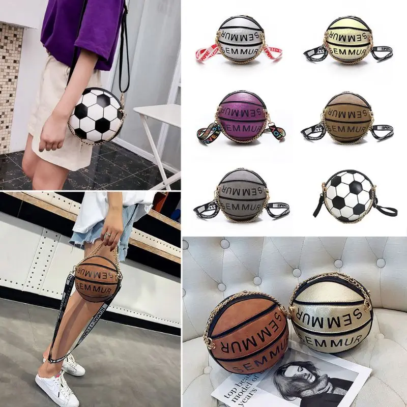 

New Basketball Football Shaped Shoulder Messenger Bag Purse Tote Mini Crossbody PU Handbag Adjustable Strap For Women Girls Men