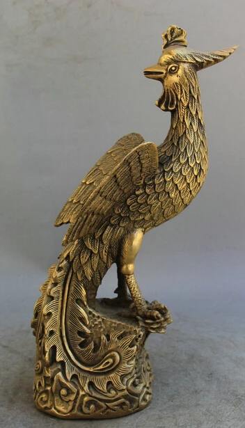 

JP S0522 10" Chinese Brass animal phoenix fung-hwang Feng Huang d sculpture Statue