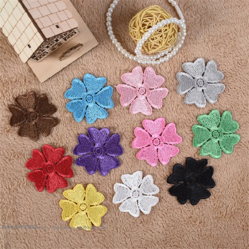 

80pcs 10colors Flower Floral Lace Fabric Sewing Trim Wedding Dress Applique 5cm BD0035