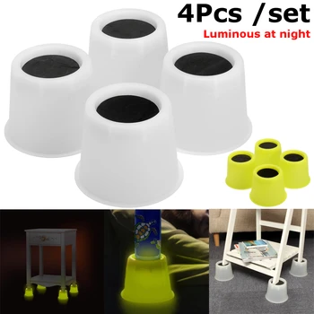 

4Pcs Luminous PP Bed Furniture Chair Riser Booster Furniture Lifter Wardrobe Riser Elephant Feet Aids Luminous Set