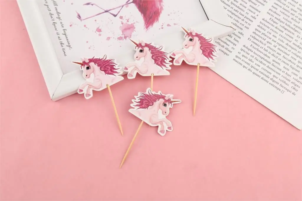 

24 Pcs Unicorn Cupcake Toppers Party Supplies Cake Decorating Insert Card Pick Kids Birthday Party Wedding Cake Flag Decoration