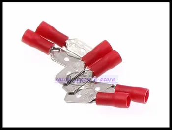 

200pcs/Lot MDD1.25-110(5) Red 22-16 AWG 0.5-1.5mm2 Male Insulated Spade Quick Connector Terminals Crimp Terminal Brand New