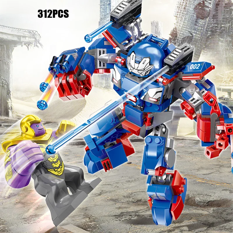 Marvel super heroes Ironman armor iron patriot Aerocraft 2in1 building block model Avenger