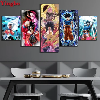 

3d diy diamond art 5 Panel Dragon Ball Z diamond painting full square/round rhinestone embroidery Children's diamond mosaic sale