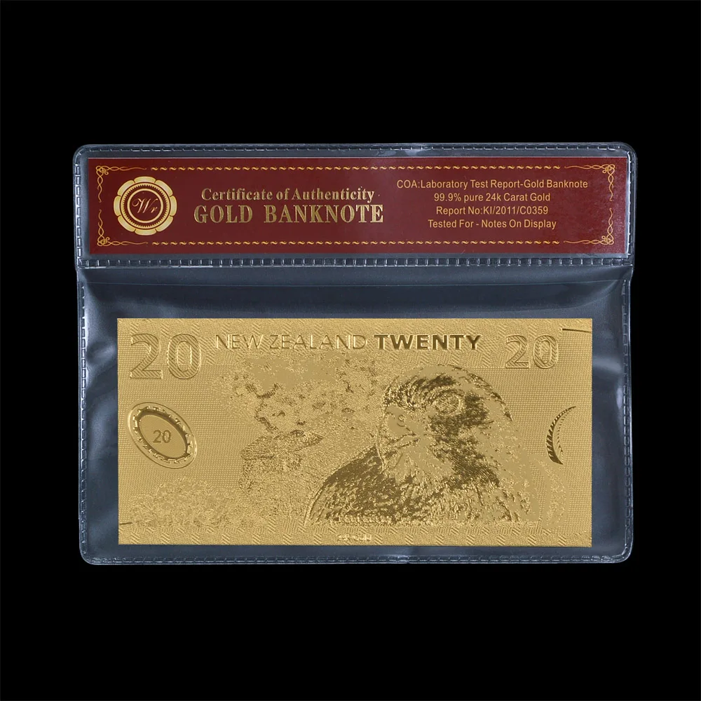 Блестящая Note новинка 20 долларов США чистая Золотая банкнота папка для