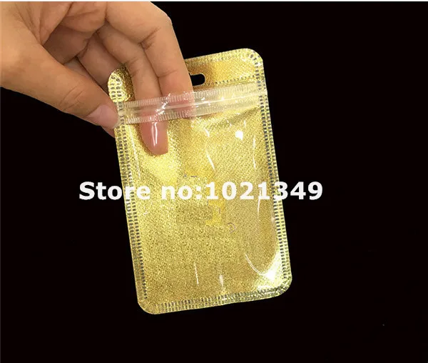 

3000pcs/lot,7*11cm Gold/silver Self Seal Zipper Plastic Retail Packaging Storage Bag, Zip Lock plastic Bag W/ Hang Hole