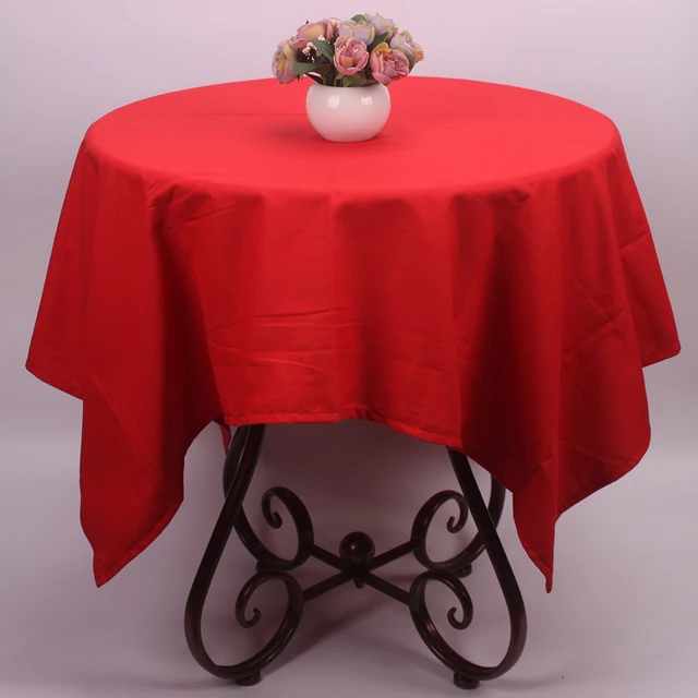 CURCYA Red Tablecloth Cotton Linen Table Cover 110x110cm Decorative