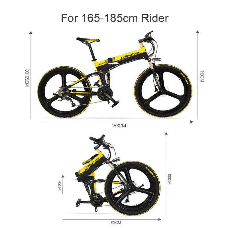Best XT750S Intelligent 5-Level Assist 26" Folding Electric Bike, 27 Speed, Hydraulic Disc Brake, 400W Motor, 48V Top Brand Battery 5