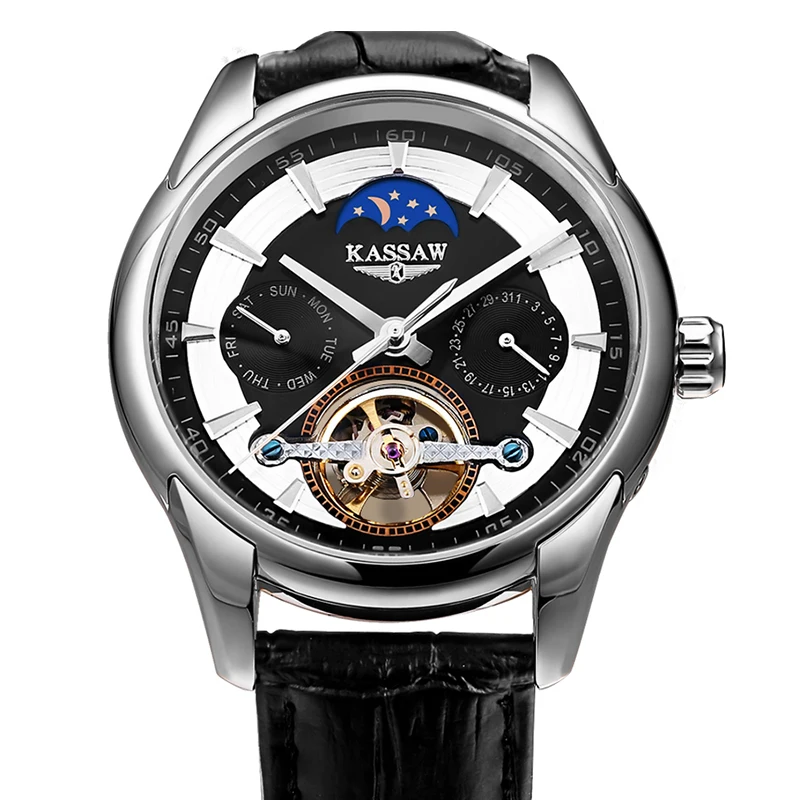 KASSAW tourbillon мужская self ветер смотреть relogio masculino мода платье moon phase часы мужчины luxury