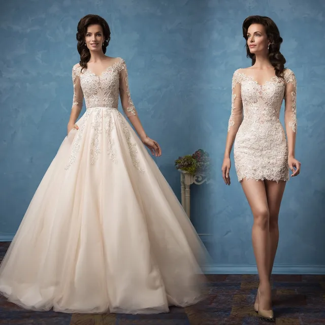Vestidos de Novia Mini Wedding Dress with Detachable Skirt Wedding