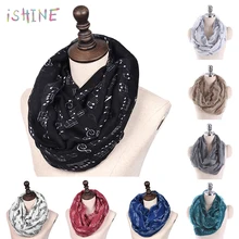 Высокое качество, женский шарф, музыкальный шарф с символами, длинный шарф-вуаль, музыкальная нота, теплый, осень, зима, шейный платок, женский шарф