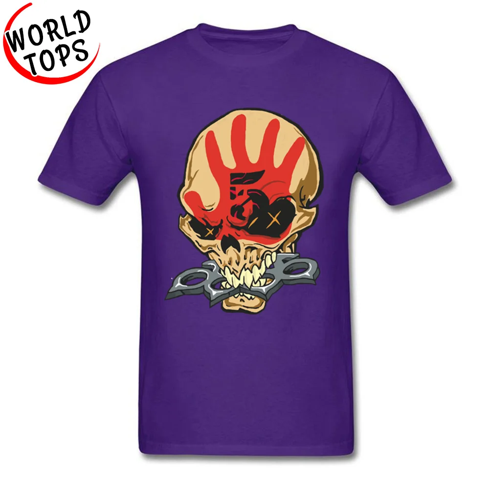 Casual Summer/Autumn Cotton Round Neck Tops & Tees Short Sleeve Unique Tops Shirts 2018 Fashion Design T Shirt five finger death punch Skull purple