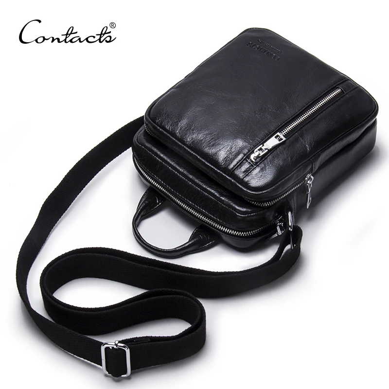 

CONTACT'S 100% genuine leather men shoulder bag crossbody bags for men high quality bolsas man casual messenger bag high quality