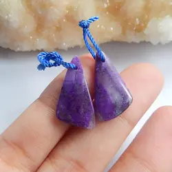 Натуральный камень фиолетовый камень форму треугольника, серьги Бусины 20x12x3 мм 2.7 г полудрагоценный камень модные женские туфли серьги