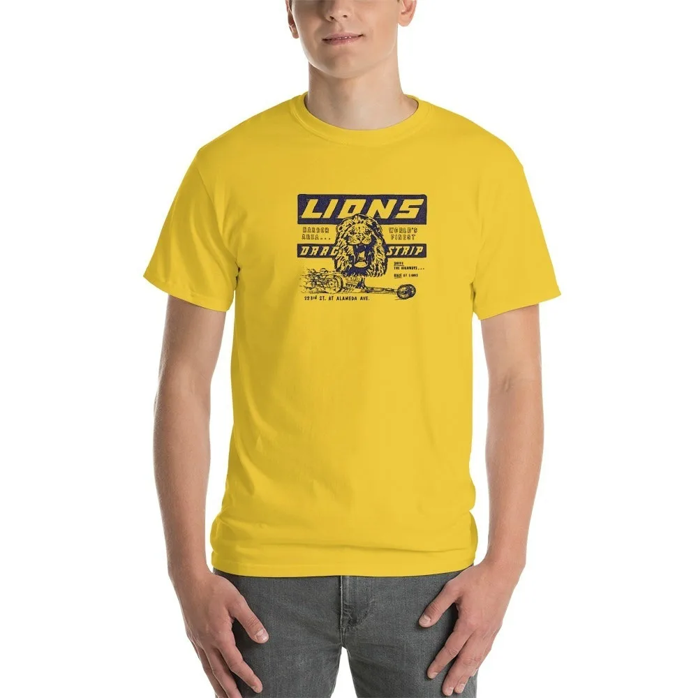 

Fashionshow-JF Unisex Lions Drag Strip Yellow T-Shirt Once Upon A Time In Hollywood Tee Vintage Fashion Racing Car Shirt
