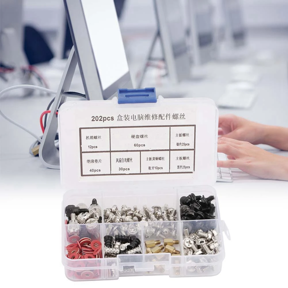 

PC Motherboard Hard Disk Screws Set Assortment Kit Computer Repairing Accessories tornillos 202Pcs/set