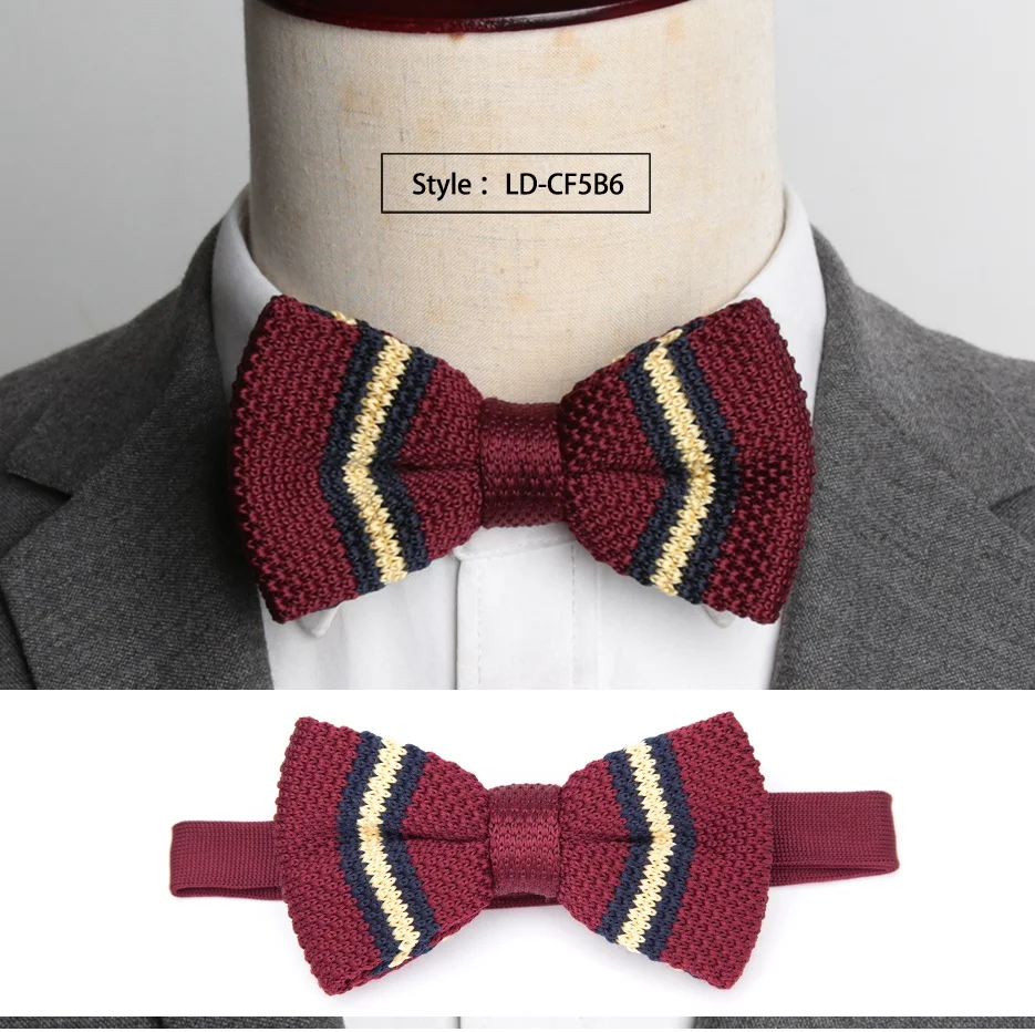 Мужской вязаный галстук-бабочка для отдыха, полосатый галстук-бабочка для мужчин, регулируемый двухслойный галстук-бабочка, тканый галстук-платок