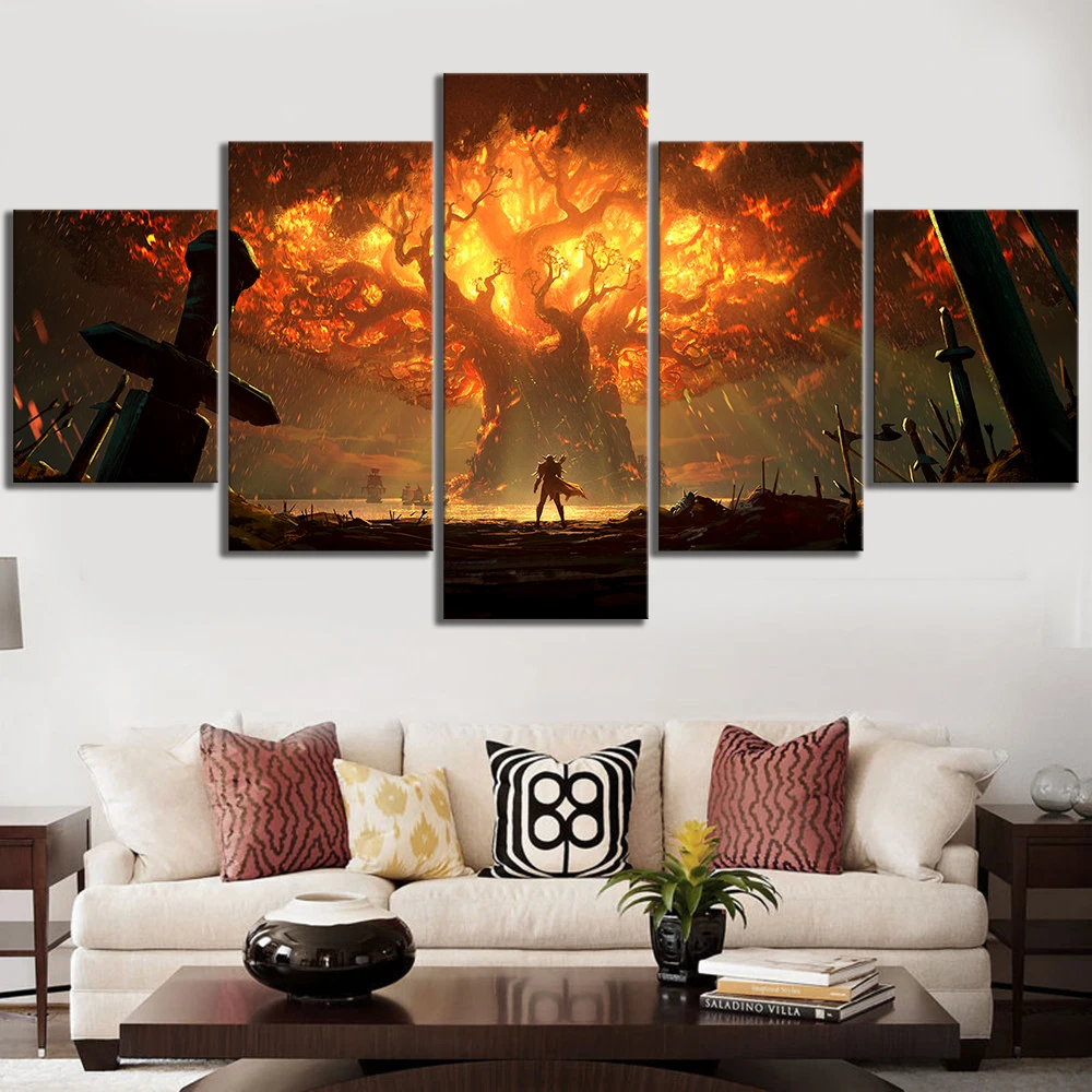  Modern Wall Art HD Print Pictures Home Decor 5 Panel Game World of Warcraft DOTA 2 Abstract Poster 