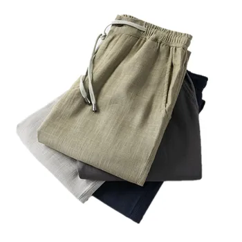 

5XL Linen Pants Trousers Mens Pants Men 2019 Summer Breathable high quality Flax Waist Loose Male Boys Hemp Cotton Casual Pants