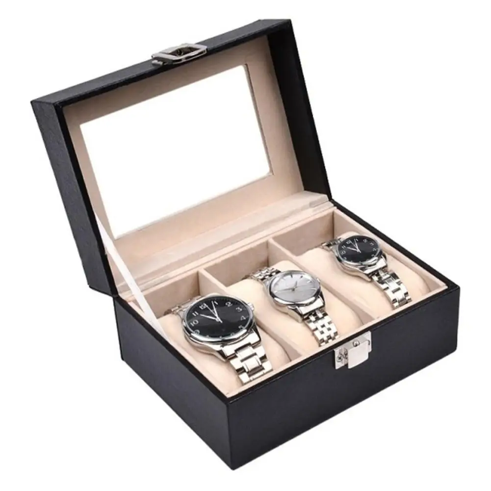 

High Quality Luxury Watch Box 3 Grids Wood Leather Watches Case Jewelry Storage Organizer Elegant Collection gifts caja reloj