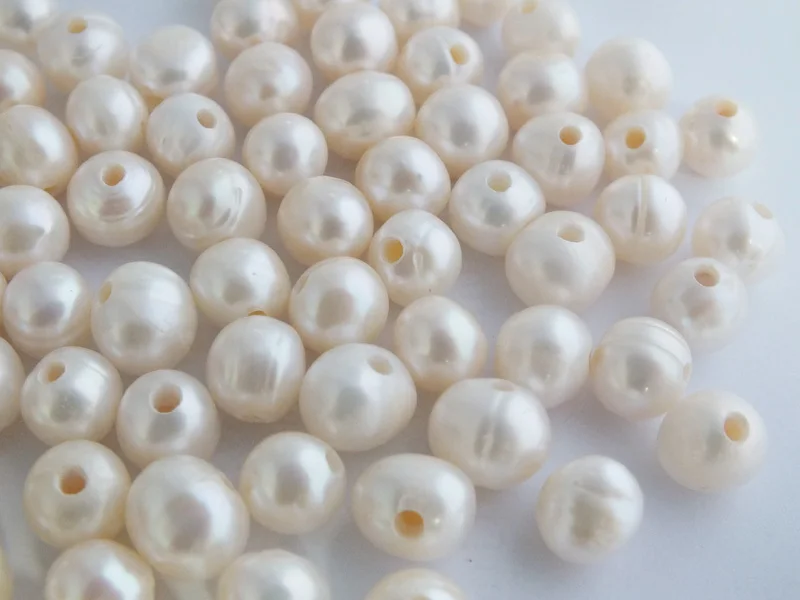 

A-3052 Natural Freshwater Potato Pearls Beads AA Grade ,White color, 9-10mm,2mm hole Great for Jewelry Making ,Loose beads