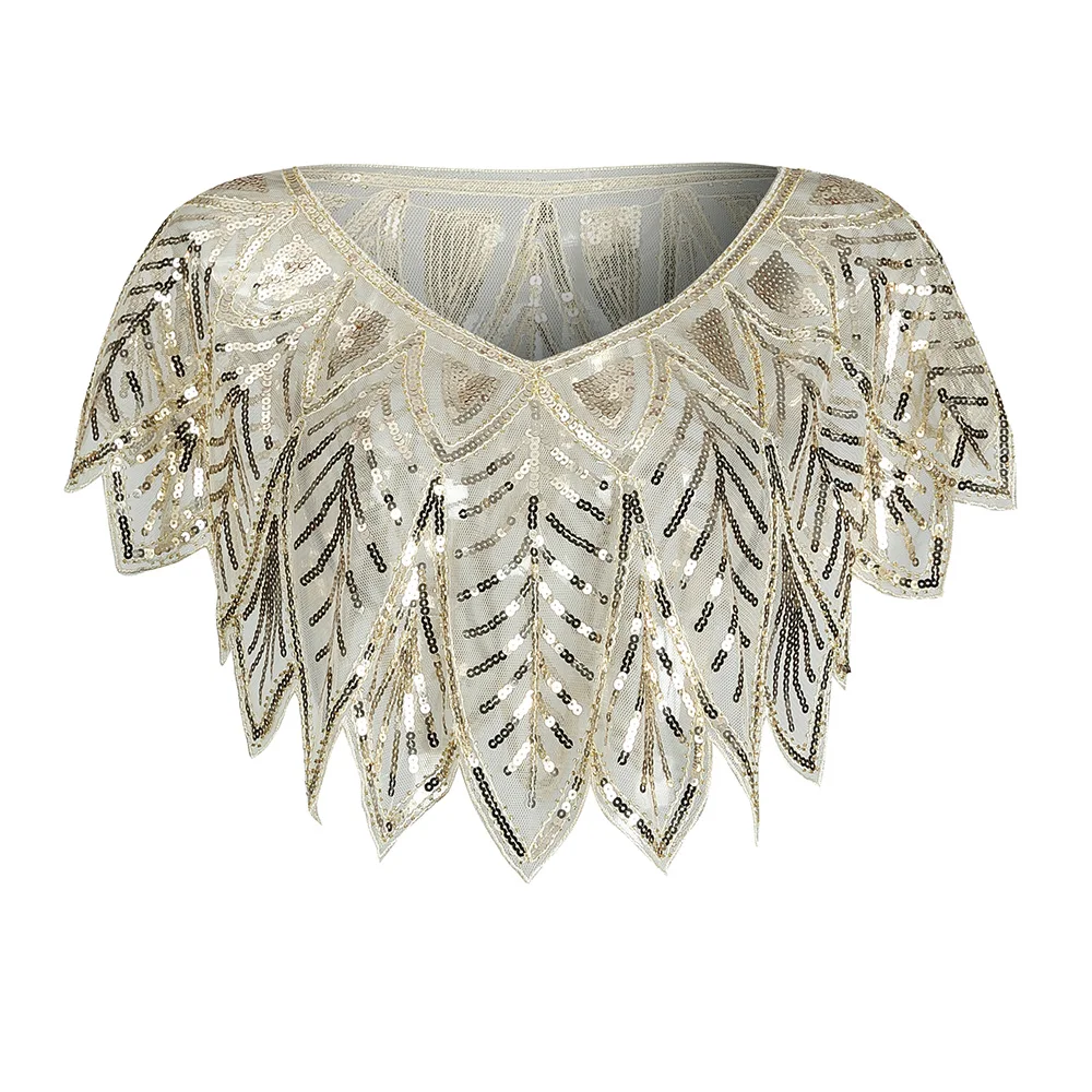 Classic Vintage Crochet Beaded Poncho Cape Shrug Shawl Evening Top One Size