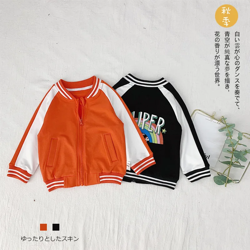 

2019 autumn new children's baseball jacket kids clothing rainbow fashion coat