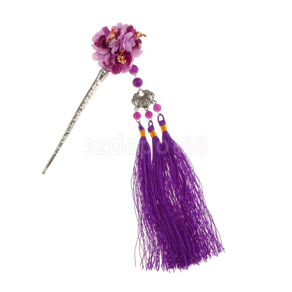 Заколка для волос с цветами Kanzashi Tassel Chignon Винтаж для кимоно Hanfu