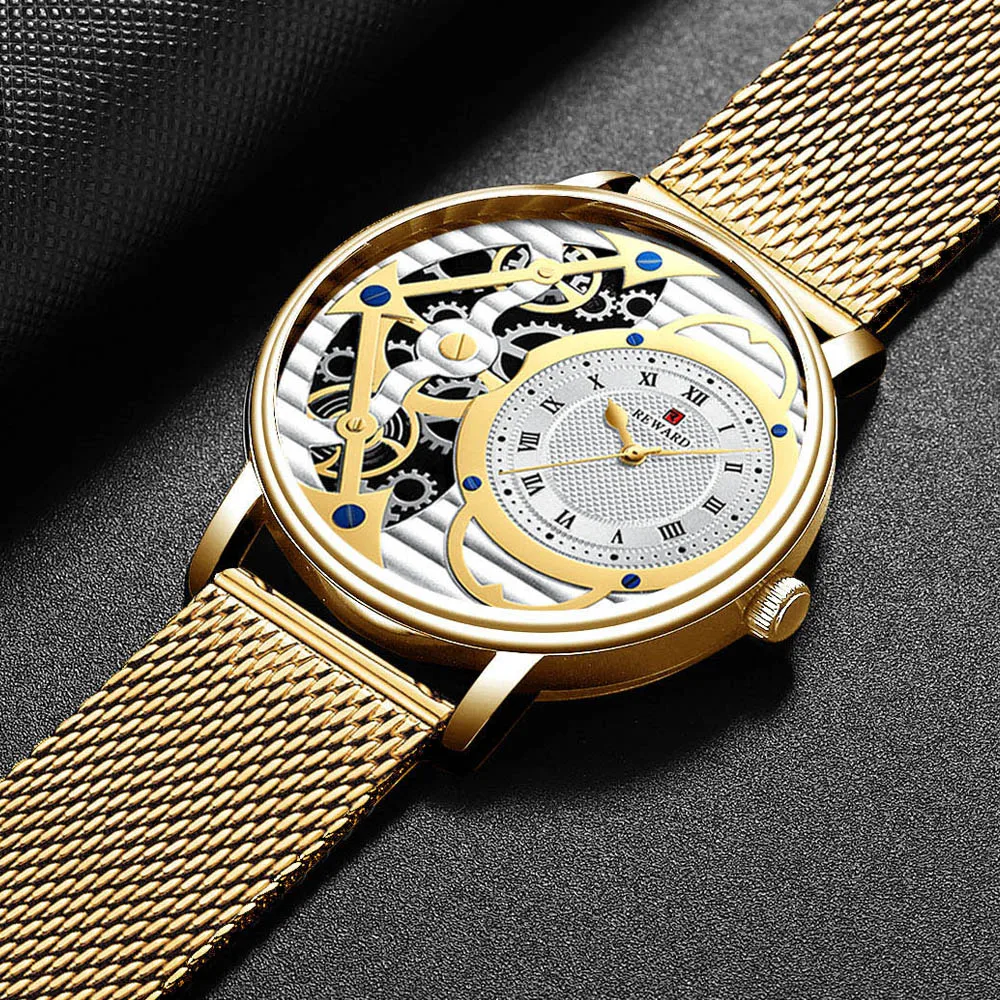 Премиум мужские часы, брендовые роскошные золотые ультра-тонкие водонепроницаемые кварцевые часы для мужчин, золотые мужские наручные часы Relogio Masculino Dourado