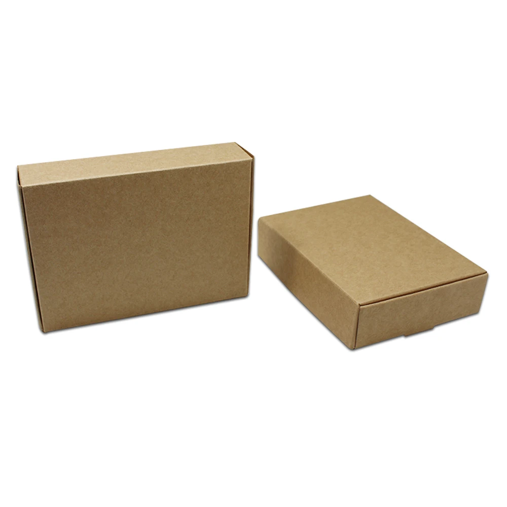 100pcs/ Lot Multi-sizes Kraft Paper Boxes Brown DIY Gift Package Box Foldable Papercard Boxes For Christmas Wedding Decoration