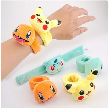 

Kids Favor Cartoon Figures Plush Pikachu Bulbasaur Charmander Slap Bracelet Cute Plush Doll gifts party favors for kid birthday